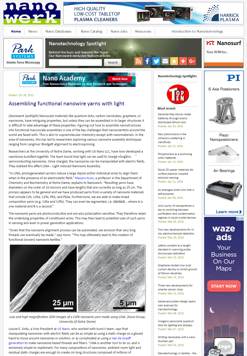 Assembling Functional Nanowire Yarns With Light